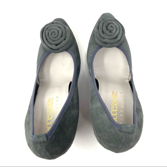 ACCESSOIRE DIFFUSION gray suede heels, vintage, made in Spain, size 39 - Picture 8 of 13